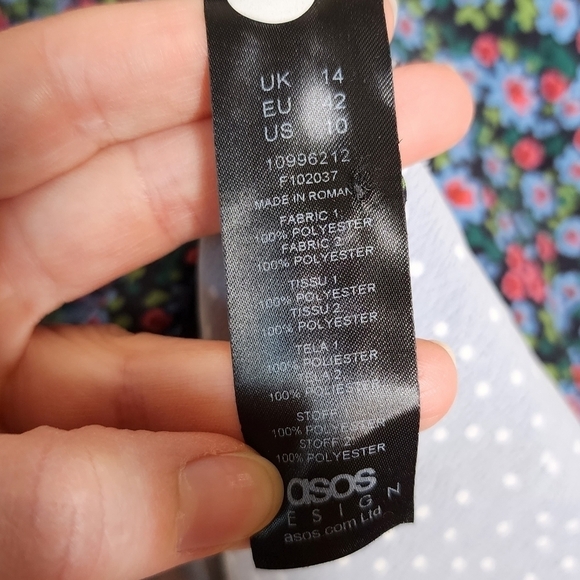 Asos Design Mixed Floral Button Front Skater Mini Dress 10 - Picture 8 of 9